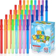 40 Pack 14&rsquo;&rsquo; Big Bubble Wands, 8 Colors Bubbles Bulk for Summer Toy, Outdoor / Indoor Activity Use, Easter, Birthday, Graduation, Shower, Bubbles Party Favors Supplies for Kids Toddlers