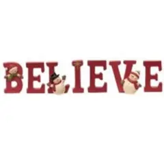 7-set Resin "believe" Letters With Snowmen