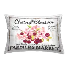 Cherry Blossom Farmer's Market Decorative Printed Throw Pillow Design by Creatif Belle, 14 x 7 x 20