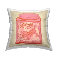 Tiger Tea Traditional Style Decorative Printed Throw Pillow Design by Carrie Cantwell, 18 x 7 x 18