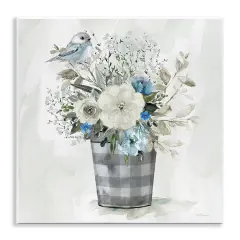 Stupell Industries Cottage Blooms Plaid Vase Wall Plaque Art Design by Carol Robinson