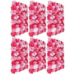 6pcs Artificial Wedding Silk Flower Wall Decor Background Rose Hydrangea Panels