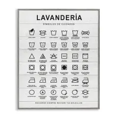 Stupell Industries Gu&iacute;a de Lavado de Ropa, Blanco Framed Giclee Art Gray Framed