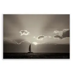 Stupell Industries Sun Peeking Over Boat Wall Plaque Art Design by Dennis Frates