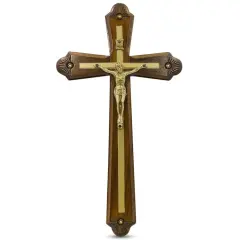 Hand Carved Wooden Wall Crucifix 10 Inches