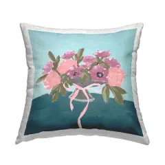 Beautiful Flowers on Blue Outdoor Printed Pillow Design by Lucille Price, 18 x 7 x 18