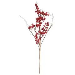 Red Ash Berry and Twig Spray with Flexible Brown-Wrapped Stem