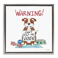 Stupell Industries Funny Can't Hold Licker Dog Framed Floater Canvas Wall Art Design by Deb Strain