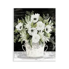 Stupell Industries White Flowers Country Tin Wall Plaque Art Design by Cindy Jacobs