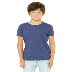 Bella + Canvas&reg; Youth CVC Jersey Crewneck Short Sleeve T-Shirt HEATHER NAVY