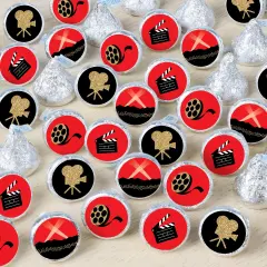 Big Dot of Happiness Red Carpet - Movie Night Party Small Round Candy Stickers - Party Favor Labels - 324 Count