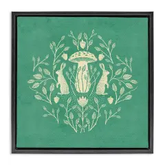 Stupell Industries Floral Herbs with Rabbits Framed Floater Canvas Wall Art Design by Katie O'Shea