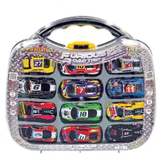 Collections Etc 24-Piece Die Cast Racing Cars with Case Set