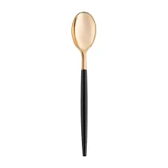 Gold with Black Handle Moderno Disposable Plastic Dinner Spoons (240 Spoons)