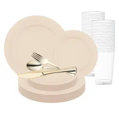 Matte Bright Yellow Round Disposable Plastic Wedding Value Set (120 Settings)