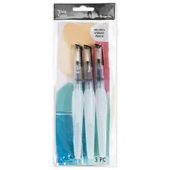 Brea Reese: Brush Set: Water - 3pc -Built-in Water Reservoir, Nylon-Bristles, Storage Pouch, Perfect for Watercolor Paint Projects, Adult Art Supplies