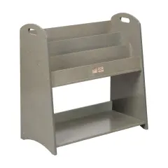 3-Shelf Floor Book Display with Handles and Storage, 30in, Classroom Storage Grey Wash