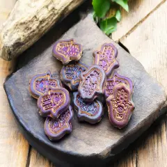 *10* 15x10mm Matte Jet Sliperit Hamsa Hand Beads