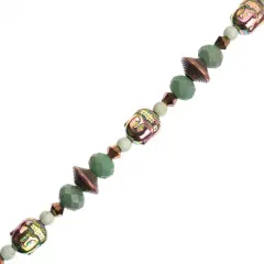 Crystal Lane DIY 7" Mixed Designer Glass Bead Mix Strand Patina Buddha Mix