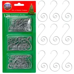 R N' D Toys Silver Tree Ornament Hooks - Christmas Tree Silver Decorating Metal Wire Hangers for Hanging Decorations - Pack of 120