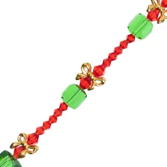 Crystal Lane DIY 7" Designer Holiday Glass Bead Mix Strand Green Present Stack
