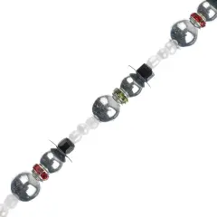 Crystal Lane DIY 7" Designer Holiday Glass Bead Mix Strand Silver Snowmen Stack