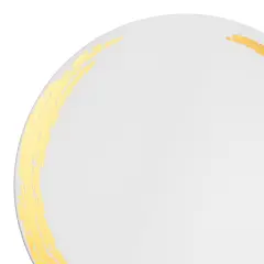 White with Gold Moonlight Round Disposable Plastic Appetizer/Salad Plates - 7.5" (120 Plates)