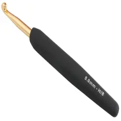 KnitPro Gold Aluminium Crochet Hook W/Black Handle-Size H/5.00mm