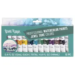 Brea Reese: Professional Watercolor Paint Set - Jewel Tones - 12 Tubes - Luxurious & Rich Colors, Matte Finish, Acid-Free, Non-Toxic, Art Supplies