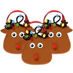 Wrapables Felt Reindeer Gift Bags, Holiday Decorations (Set of 3)
