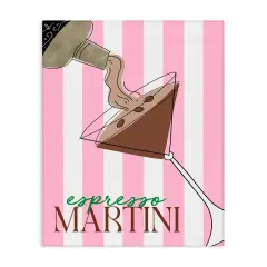 Stupell Industries Espresso Martini on Pink Stripes Canvas, design by DEIDRE MOSHER