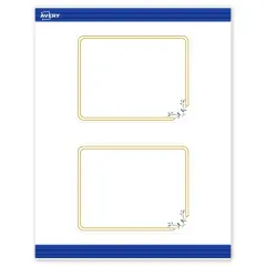 Avery Printable Rectangle Postcards with Rounded Corners, Gold Double Border with Florals, 4.25" x 5.5", Matte White Rectangle Postcards with Rounded Corners, Laser/Inkjet, 20ct, Great for Postcards
