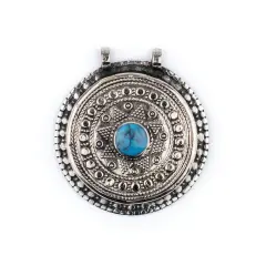 The Bead Chest Turquoise-Inlaid Afghan Tribal Pendant (42x46mm)