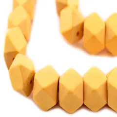 The Bead Chest Yellow Cornerless Cube Wood Beads: 17mm Diamond Cut Natural Organic Beads for Jewelry Making