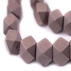 The Bead Chest Brown Cornerless Cube Wood Beads: 20mm Diamond Cut Natural Organic Beads for Jewelry Making