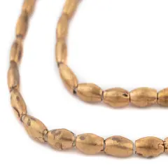 The Bead Chest Ethiopian Elongated Brass Oval Beads 10x6mm African Large Hole 30 Inch Strand Handmade