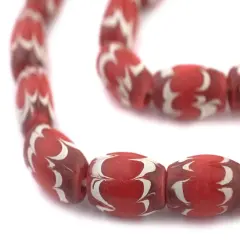 The Bead Chest Red Java Chevron Beads (16x10mm)