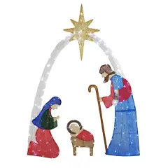Glowing 54-Inch H Nativity Scene with 115 Cool White LED Lights