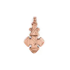 Copper Coptic Cross Pendant (41x22mm): Authentic Ethiopian East African Design for Jewelry & Necklace Making