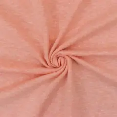 Punch Peach-Ivory Slub Stretch Poly Jersey Knit Fabric By the Yard