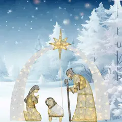 54 Inch Christ Birth Nativity Scene, Indoor Outdoor Display, Pre-Lit Warm White LED 115L