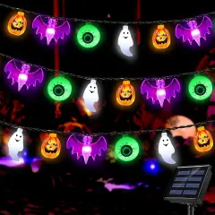 50 LED Pumpkin Bat Ghost Eyeball String Lights - Multicolor