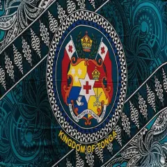 1 Pieces Kingdom of Tonga Seal Tribal Polyester Sarong, 72" x 45" Lightweight Tongan Wrap Teal