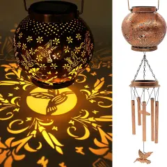 Hummingbird Wind Chimes for Outside, Gifts for Mothers Day Woman Mom Grandma,30" Metal Hanging Solar Lantern Wind Chimes Outdoor, Garden Decor Memorial Windchimes for Patio Porch Yard