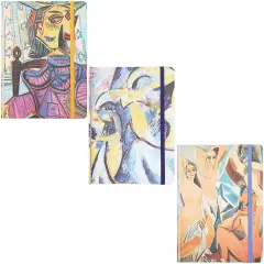 3-Pack Pablo Picasso Hard Cover Diary Journals Notebooks, 160 Lined Pages each (7x5 inches) Multicolor