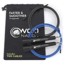 WOD Nation Adjustable Speed Jump Rope For Men, Women & Children - Blazing Fast Fitness Skipping Rope Perfect for Boxing, MMA, Endurance - Black