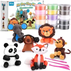 6 Pack Forest Animals Air Dry Clay Kit, Modeling Clay for Kids, DIY Model Magic Clay with Sculpting Tools, Non-Sticky Soft and Super Light, Arts and Crafts Gift for Kids (Forest Animals)