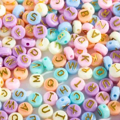 Mix Candy Color Acrylic Raised Round Large Hole Letter Alphabet Beads Flat Disc Coin for DIY Friendship Bracelet Necklace Jewelry Making Supplies Kit Bulk
