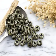 *100* 8x3mm Antique Bronze Large Hole Wheel Spacer Beads