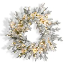 Christmas Dandan Flocked Pine Wreath